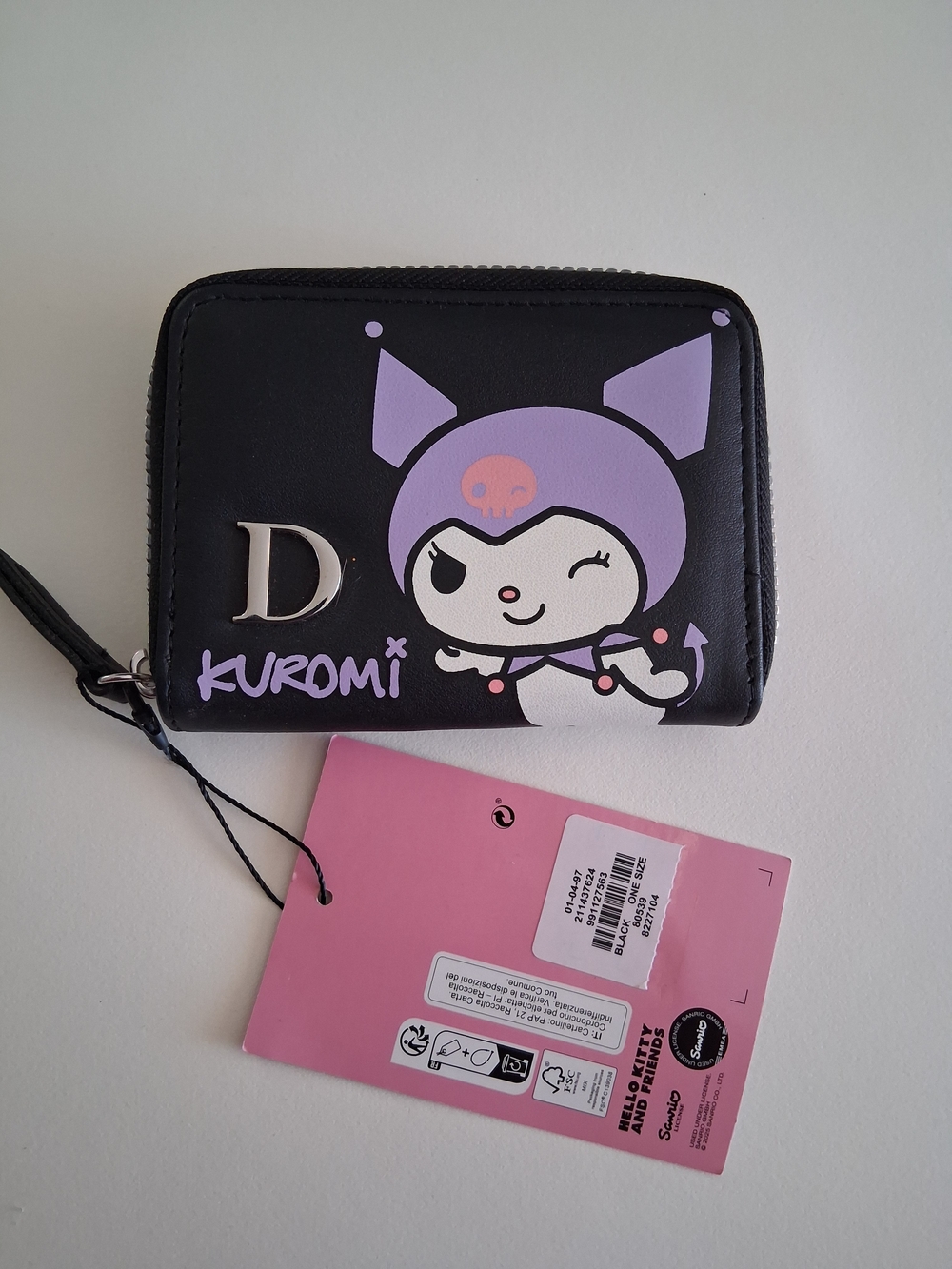 Kuromi Black & Lavender Kids Zip Wallet